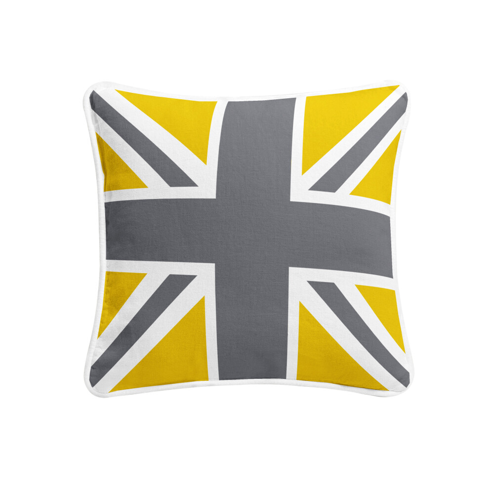 Arlinens (Mustard Grey) 100% Cotton Union Jack/British Flag Vintage Style, Home Decorative Cushion Covers Size 18X18 (45X45 Cm)