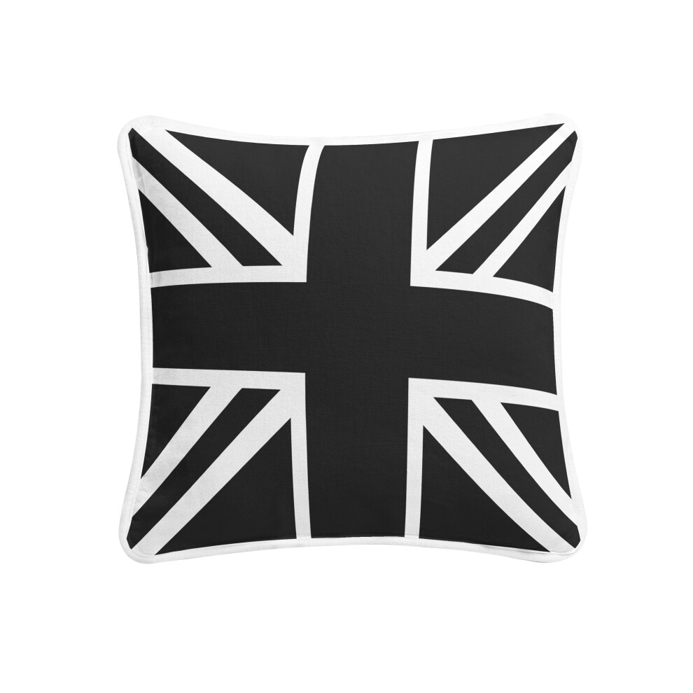 Arlinens (Black White) 100% Cotton Union Jack/British Flag Vintage Style, Home Decorative Cushion Covers Size 18X18 (45X45 Cm)