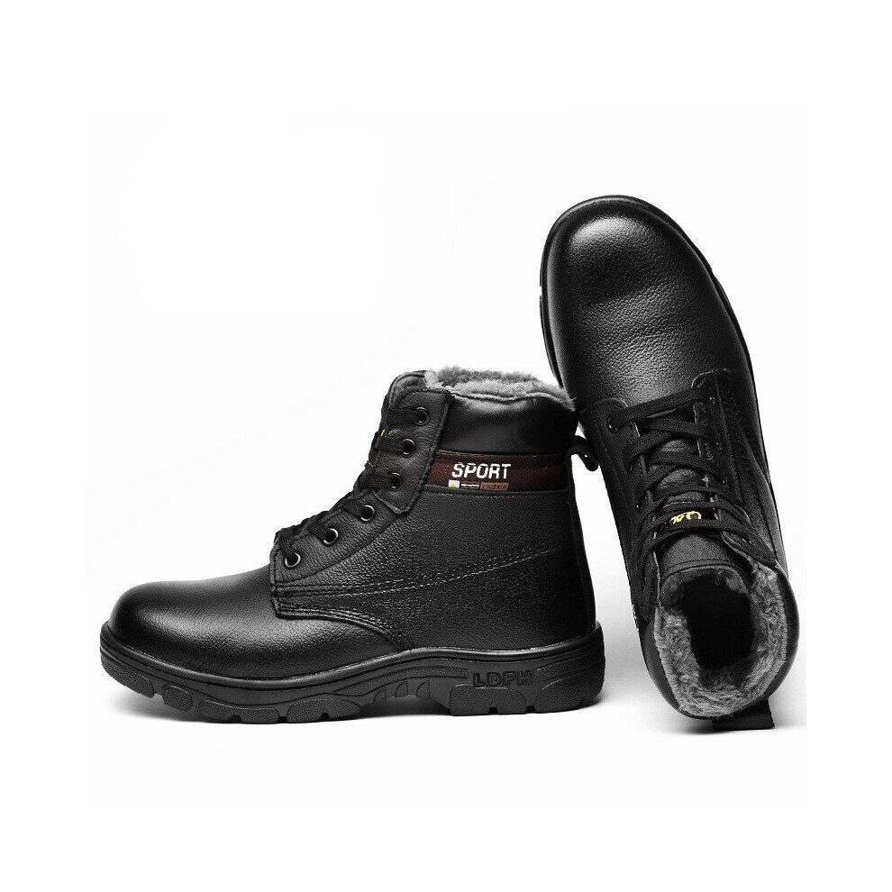 Outdoor Winter Warm Steel Toe Work Safety Shoes Leather Boots Men Snow Boots Men Shoes Anti-Smashing Anti-Piercing Work Boots 885661203577
