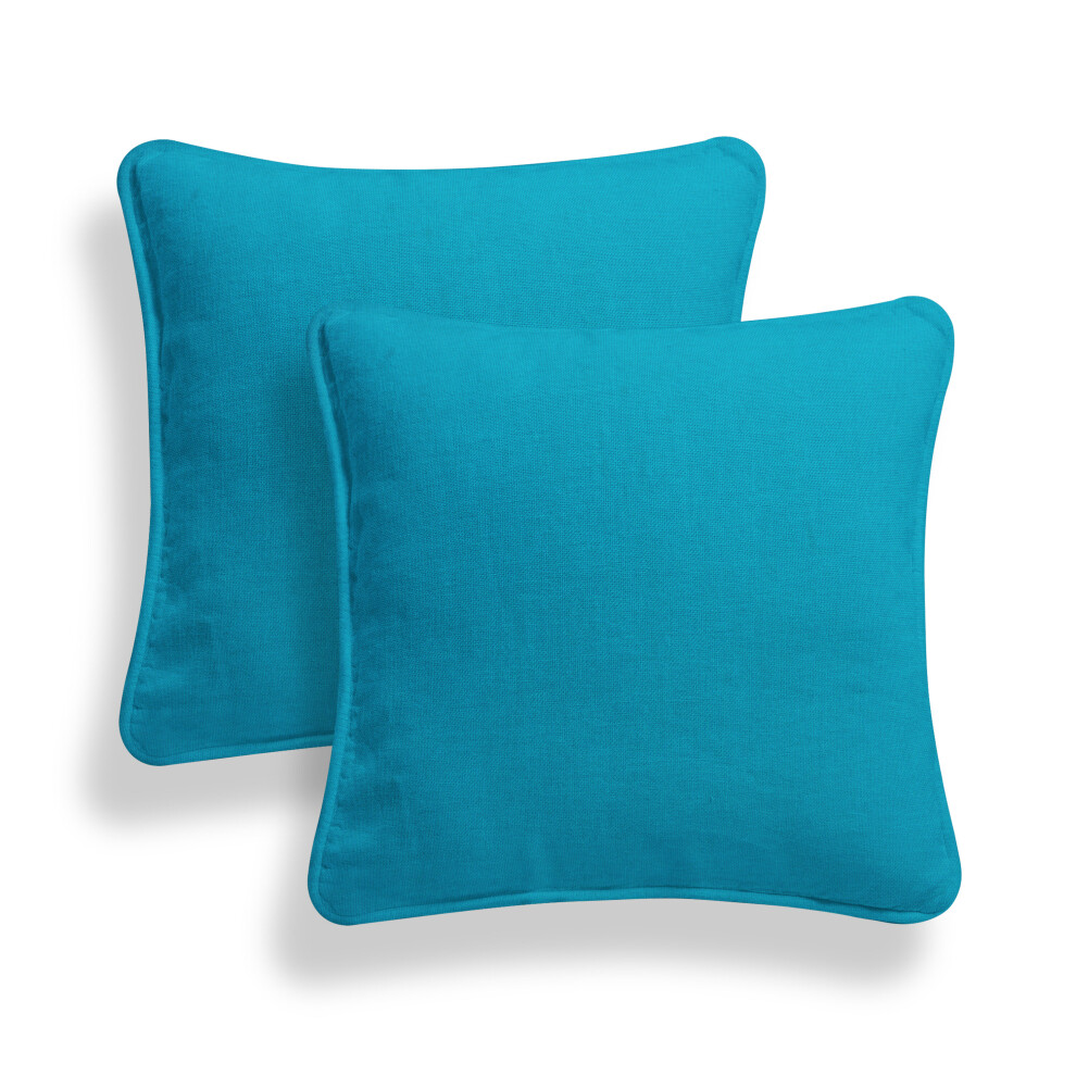 Arlinens (16X16", Teal) Set Of 2 Plain 100% Cotton Soft Decorative Square Cushion Covers Throw Pillow Cases, Home Decor For Sofa Couch Bed & Chair In 16" 18" 2
