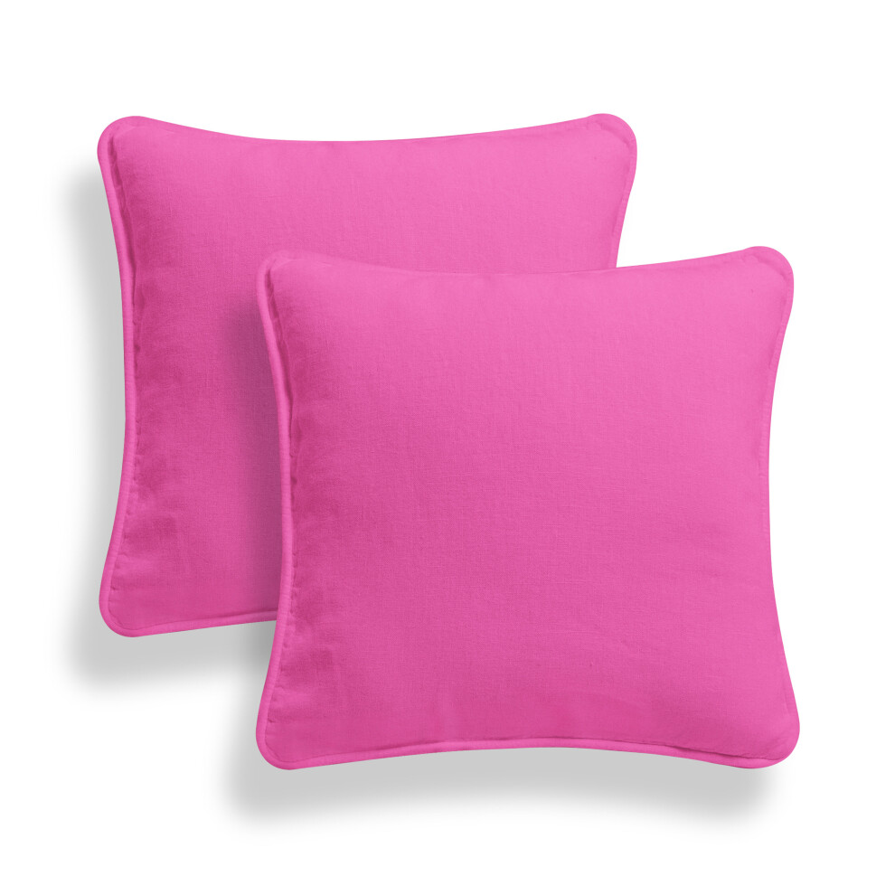 Arlinens (16X16", Fuschia) Set Of 2 Plain 100% Cotton Soft Decorative Square Cushion Covers Throw Pillow Cases, Home Decor For Sofa Couch Bed & Chair In 16" 18