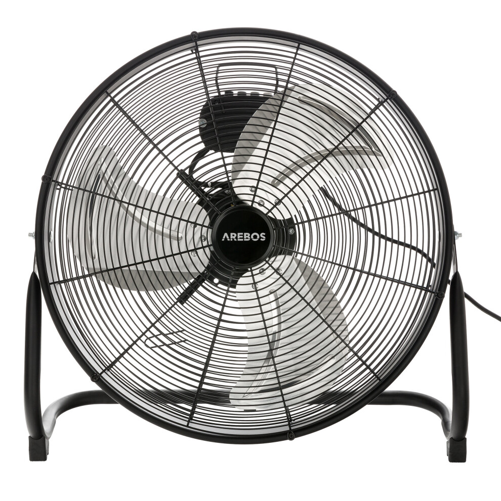 AREBOS Floor Fan Wind Machine 20 inch Ø50 Air Cooler Fan Hall Fan Black