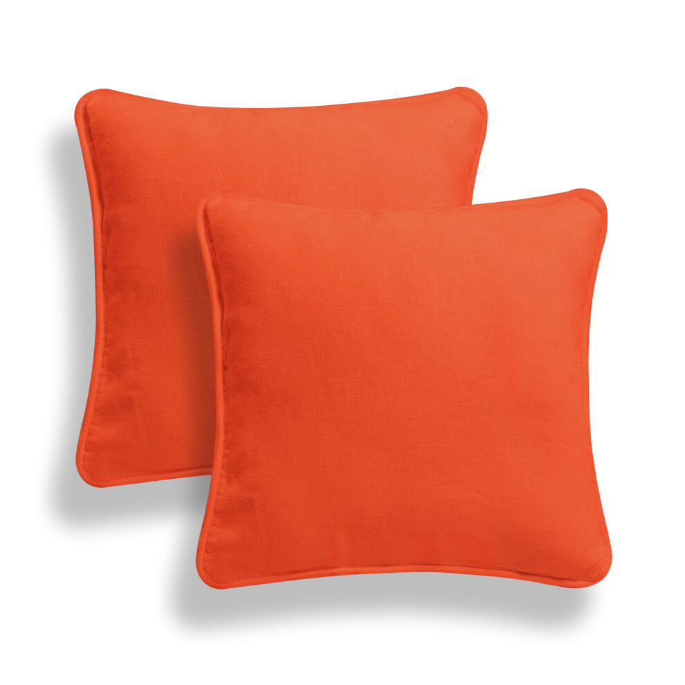 Arlinens (18X18", ) Set Of 2 Plain 100% Cotton Soft Decorative Square Cushion Covers Throw Pillow Cases, Home Decor For Sofa Couch Bed & Chair In 16" 18" Orange
