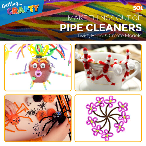 SOL 120pk Pipe Cleaners | 2 x 70pk Assorted Colours 30cm x 4mm 2