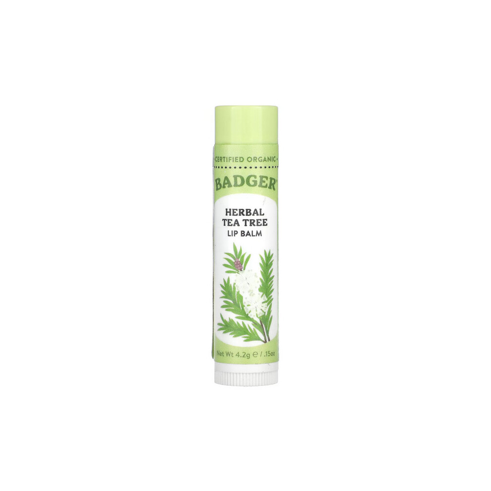 Badger Company, Organic Herbal Lip Balm, Tea Tree, 4.2g