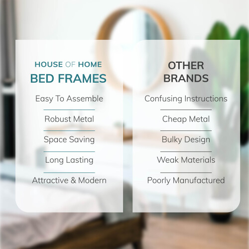 House of Home (Black, Single) Extra Strong Single Metal Bed Frame in Black - Single Bed Frames, 6ft x 4.6ft Base 2