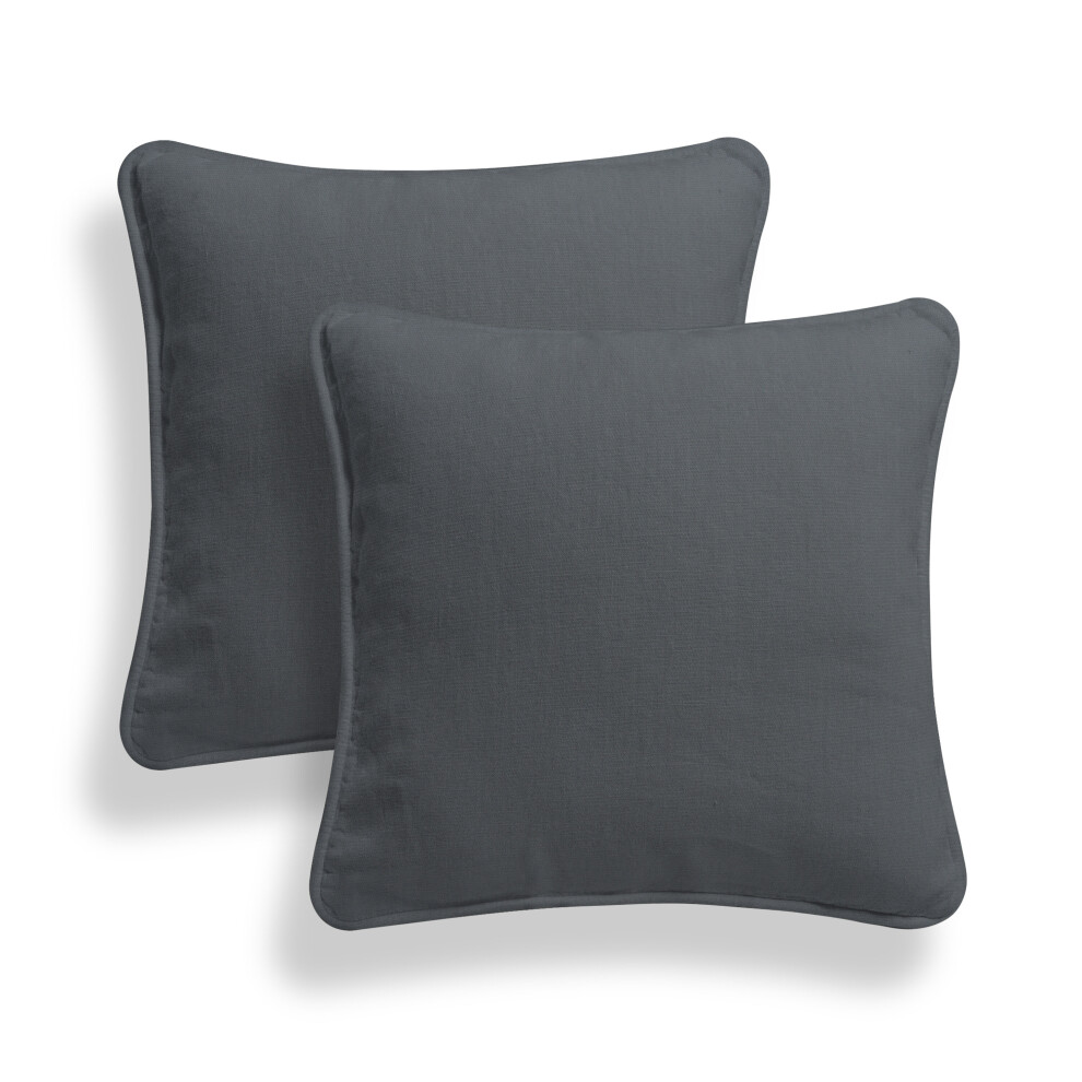 Arlinens (18X18", ) Set Of 2 Plain 100% Cotton Soft Decorative Square Cushion Covers Throw Pillow Cases, Home Decor For Sofa Couch Bed & Chair In 16" 18" 2 Grey