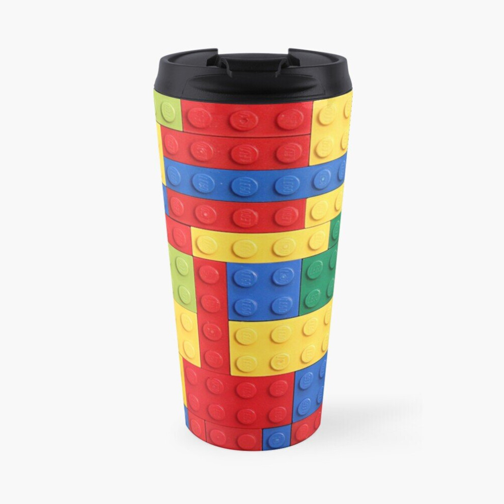 Insulated Travel Coffee Mug Colorful Bricks Design Stainless Steel Cup Tumbler 17oz