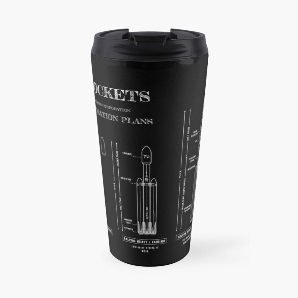 Insulated Travel Coffee Mug SPACEX Rockets Blueprint (White Stencil-No) Stainless Steel Cup Tumbler 17oz