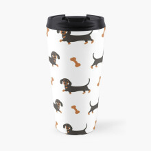 Insulated Travel Coffee Mug Black and Tan Dachshund Sausage Dog Stainless Steel Cup Tumbler 17oz