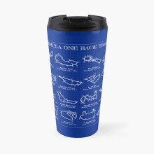 Insulated Travel Coffee Mug F1 Race Tracks (Blueprint) Stainless Steel Cup Tumbler 17oz
