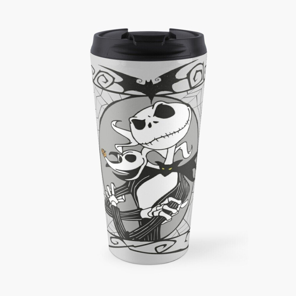 Insulated Travel Coffee Mug Jack Skellington and Zero - The Nightmare Before Christmas Stainless Steel Cup Tumbler 17oz