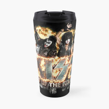 Insulated Travel Coffee Mug KISS   the band - End of the Road on Fire Logo Stainless Steel Cup Tumbler 17oz