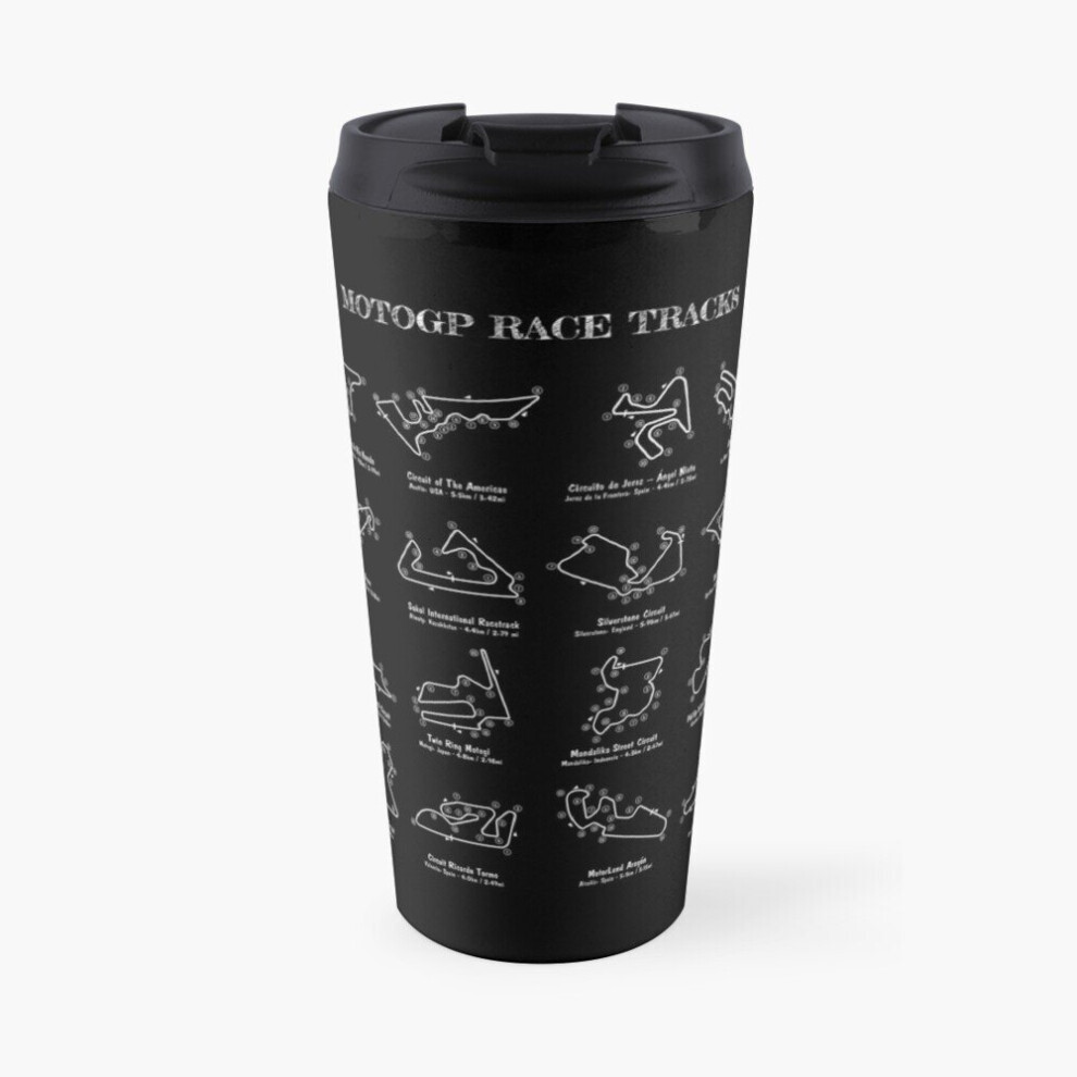 Insulated Travel Coffee Mug MotoGP Race Tracks (White Stencil-No) Stainless Steel Cup Tumbler 17oz
