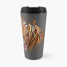 Insulated Travel Coffee Mug HiGHLaND CoW SCoTTiSH SuGaR LuMP oN GReY Stainless Steel Cup Tumbler 17oz