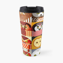 17oz Insulated Travel Coffee Mug with Ceramic Interior - North American Owls Stainless Steel Cup, Leak-Proof Lid, Fits Car Holders
