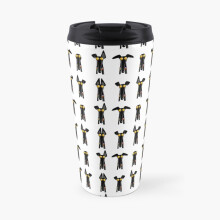 Famgem 17oz Double-Wall Vacuum Insulated Travel Mug with Ceramic Interior, Leak-Proof Lid, Greyhound Semaphore Design