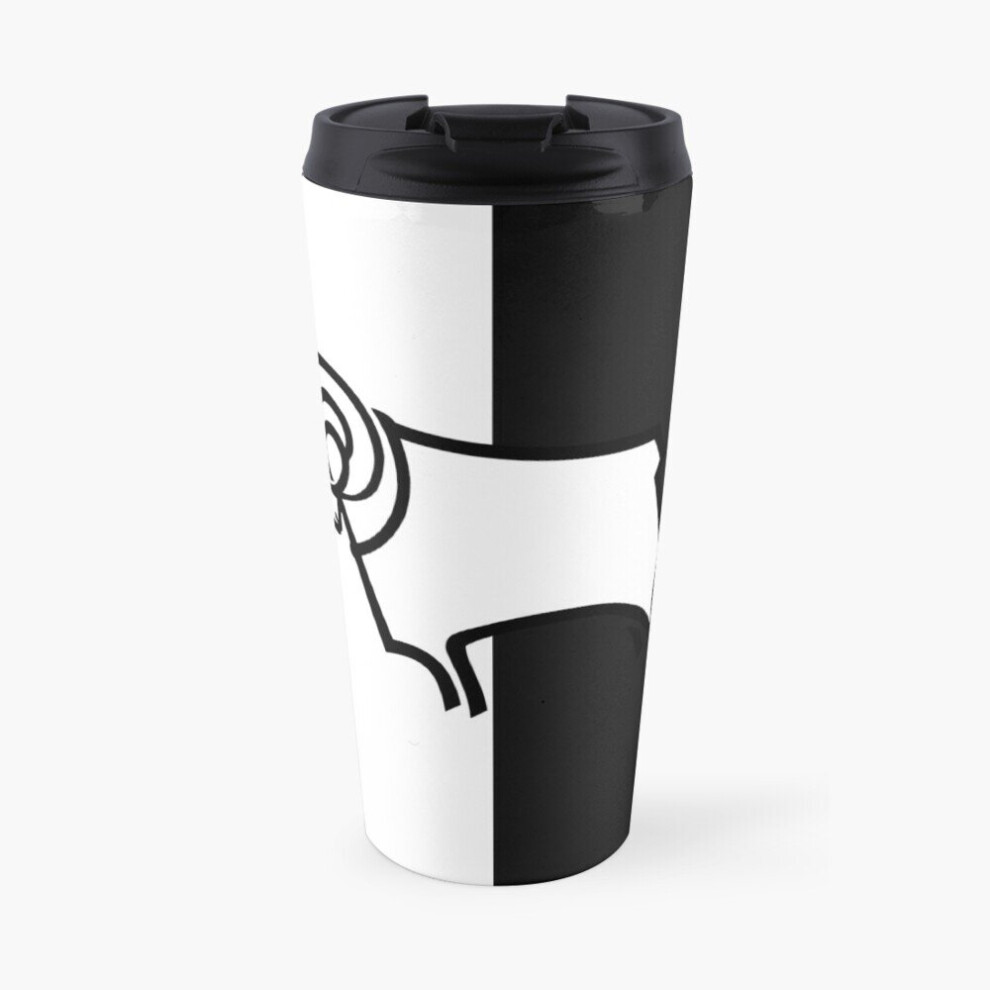 Insulated Travel Coffee Mug Derby County FC logo - Panel split Stainless Steel Cup Tumbler 17oz