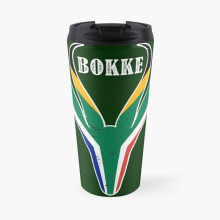 Insulated Travel Coffee Mug Springbok Face Bokke South Africa Flag Stainless Steel Cup Tumbler 17oz