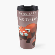 Insulated Travel Coffee Mug Red Panda Day - to Do List Nothing - Cute Fluffy Animal - Procrastinate Stainless Steel Cup Tumbler 17oz