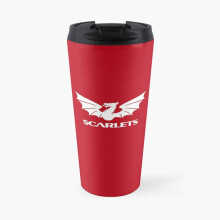 Insulated Travel Coffee Mug The Scarlets Rugby in White Stainless Steel Cup Tumbler 17oz