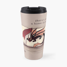 Insulated Travel Coffee Mug "There's always a home to be found inside a good book" Dragon Stainless Steel Cup Tumbler 17oz