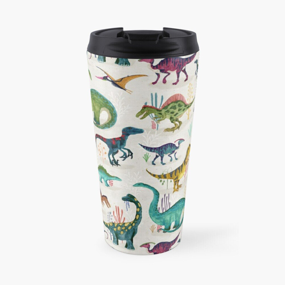 Insulated Travel Coffee Mug Bright Dinosaurs Stainless Steel Cup Tumbler 17oz