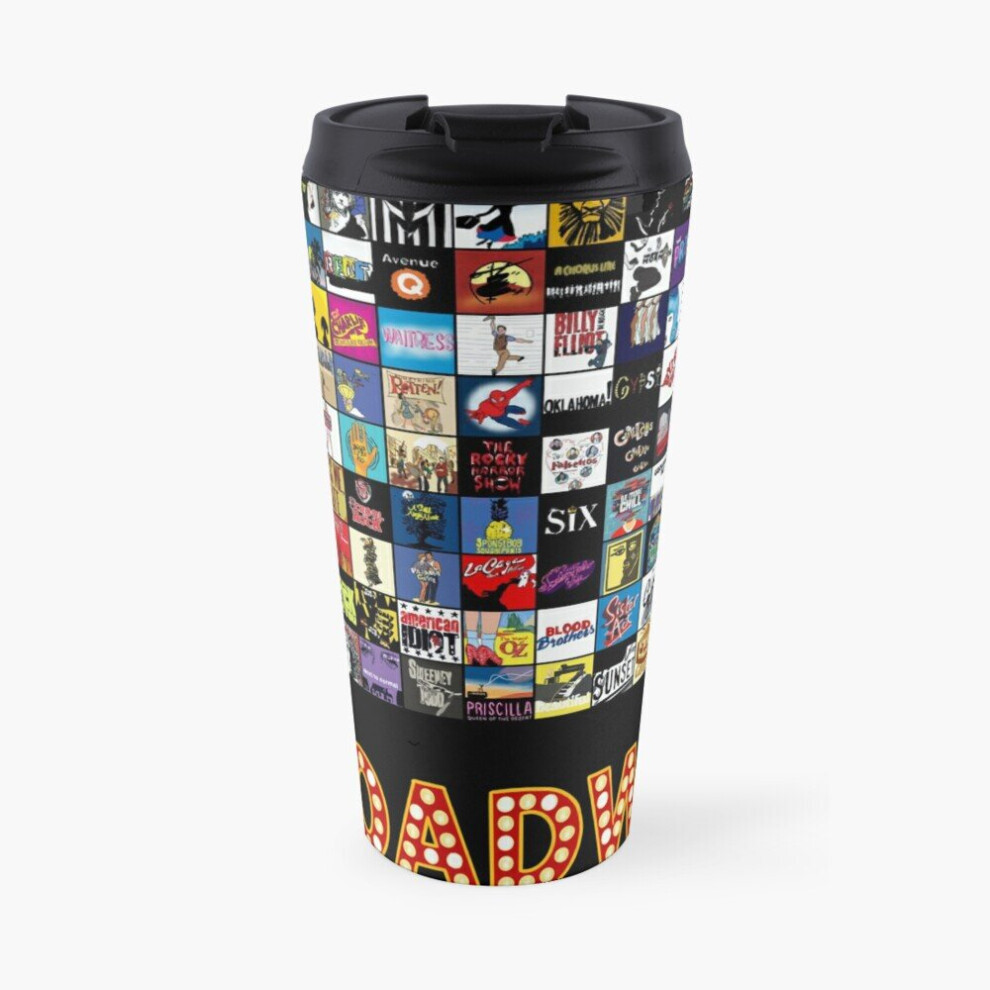 Insulated Travel Coffee Mug Broadway Musical Theatre Logos - Hand Drawn Stainless Steel Cup Tumbler 17oz