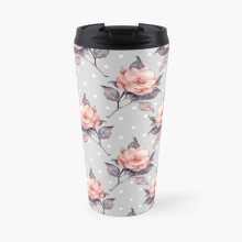 Insulated Travel Coffee Mug Vintage floral pattern  Stainless Steel Cup Tumbler 17oz