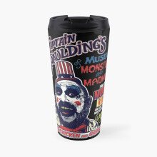 Captain Spaulding's Museum of Monsters & Madmen 17oz Insulated Stainless Steel Travel Mug with Ceramic Interior, Leak-Proof Lid