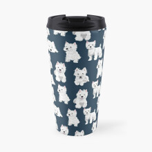 17oz Insulated Travel Mug with Ceramic Interior Coating - Westie Design, Leak-Proof, Double-Walled Stainless Steel Cup