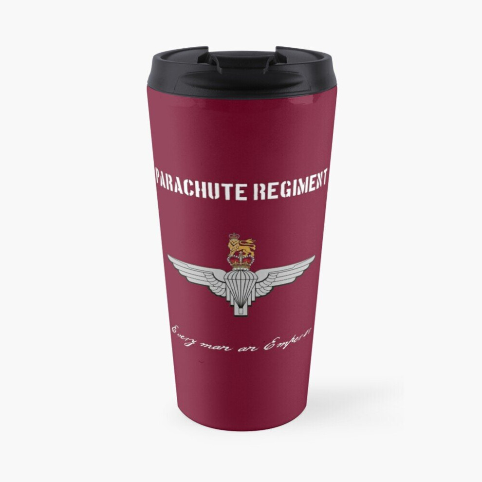 Insulated Travel Coffee Mug Parachute Regiment (UK - no flag) "Every Man An Emperor" Stainless Steel Cup Tumbler 17oz