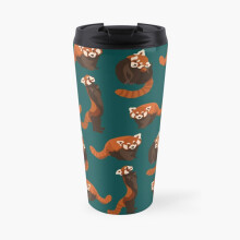 Insulated Travel Coffee Mug RED PANDA PATTERN Stainless Steel Cup Tumbler 17oz
