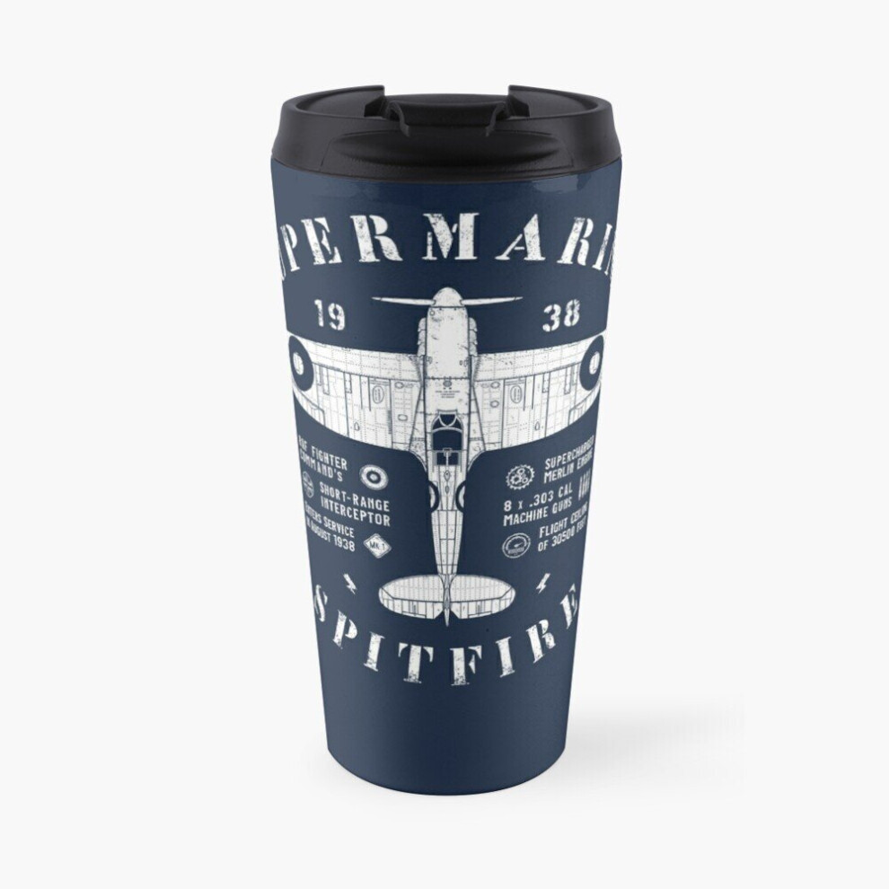Famgem Insulated Travel Coffee Mug Supermarine Spitfire Stainless Steel Cup Tumbler 17Oz