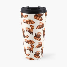 Insulated Travel Coffee Mug Red Panda Pattern Stainless Steel Cup Tumbler 17oz