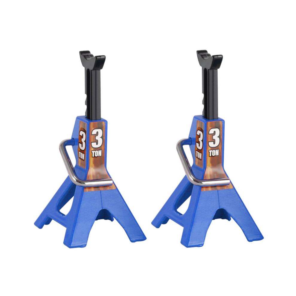 2X 3 Ton Scale Jack Model Axle Stand Lift Toys Heavy Duty Support Vehicle Floor Ratchet for TRX4 D90 CC01 RC Blue