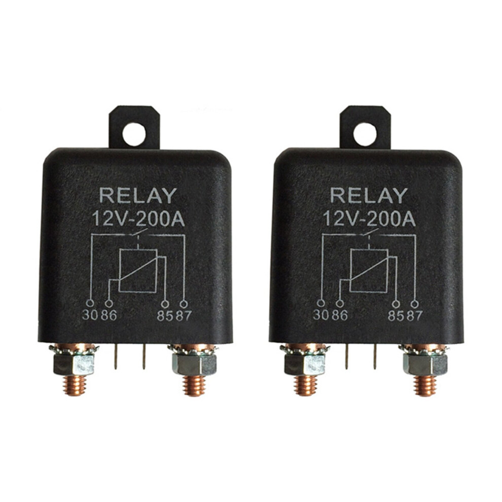 2X 12V 200A Normally Open 4 Pin Relay - Heavy Duty Automotive Marine Split Charge