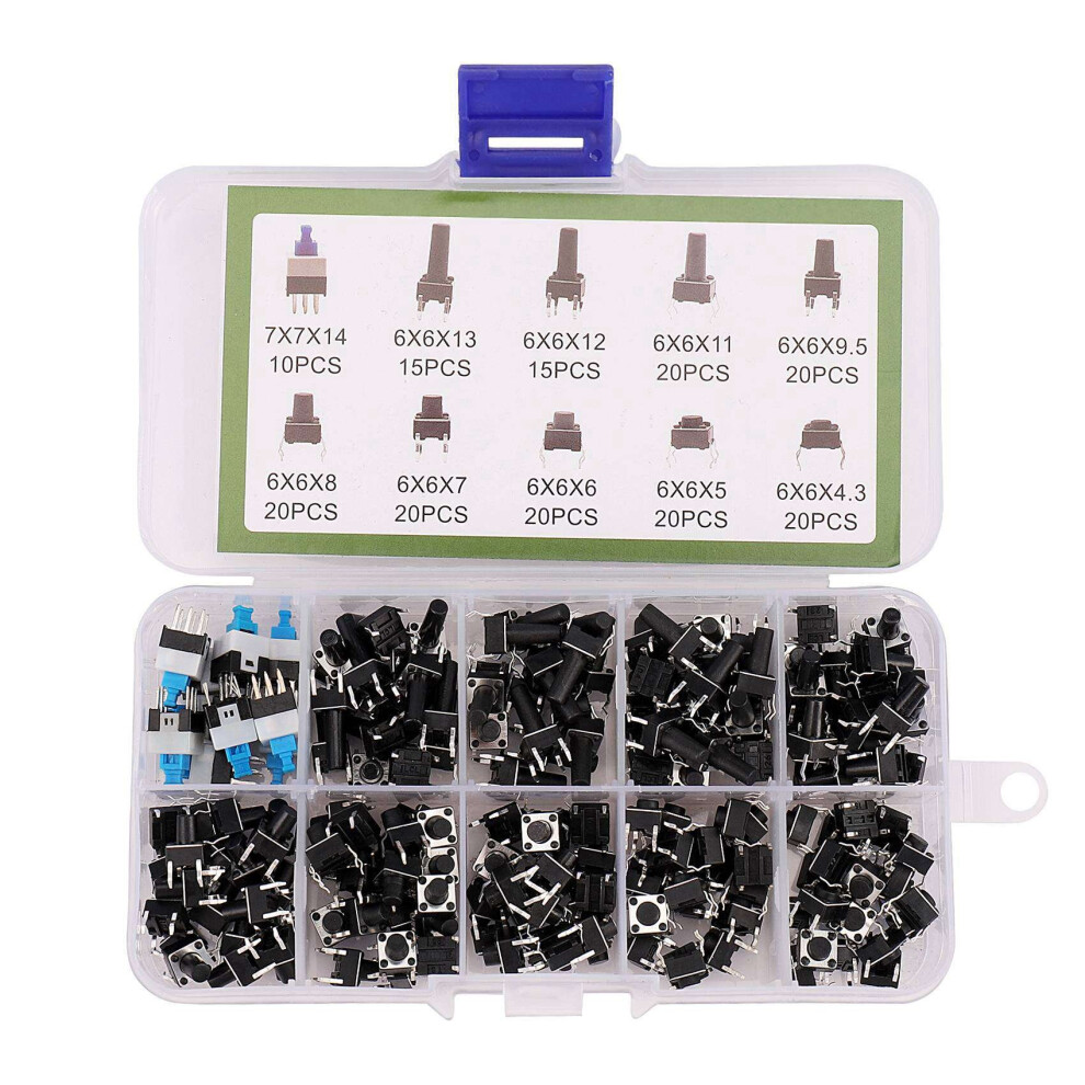10 Kinds Values 180Pcs Tactile Push Button Switch Micro-Trigger Mini Momentary Tact Assortment 4762150911754