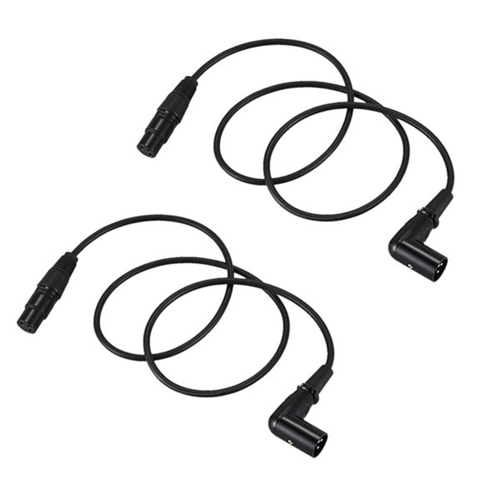 2X Right Angle Male to Female XLR Cable, Microphone Cord, DMX Signal Wire Cord for Equilibrium / Mixer / Amplifier