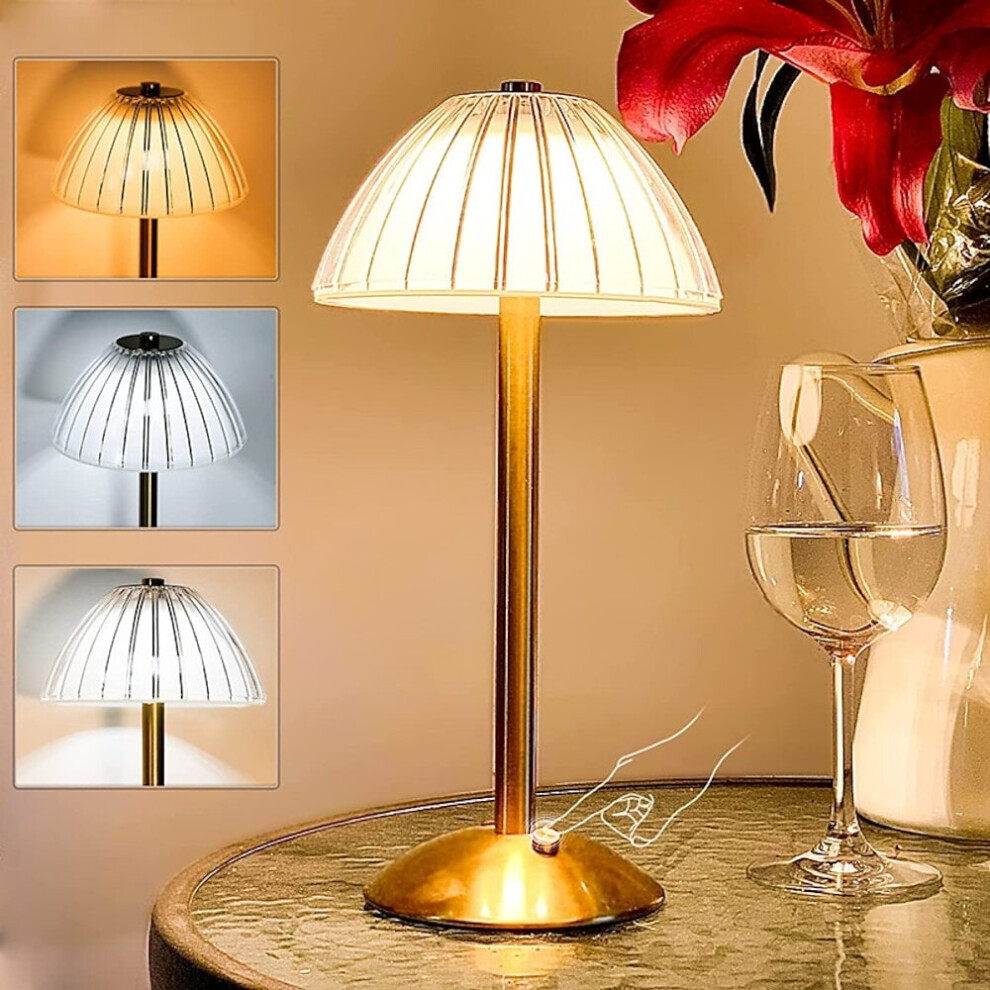 LED Table Lamp Rechargeable Restaurant Bar Vintage With USB Charging Port for Bedroom Home Dimmer Lighting
