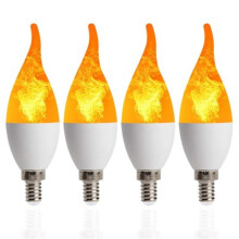 4pcs E14 3w Fire Flame Light Bulbs 3 Mode Candelabra Warm White Chandelie Candle Light for Halloween Christmas Party Decorations C35 C35L 85-265V