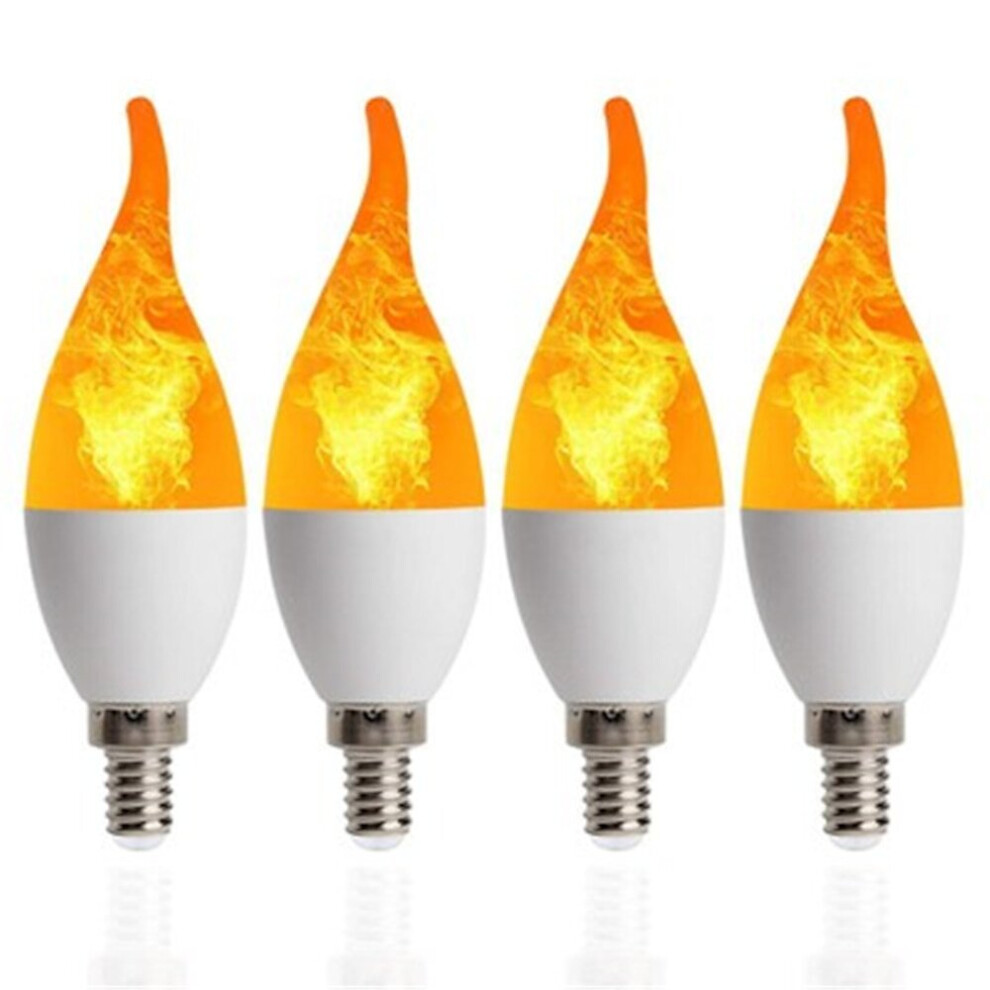 4pcs E14 3w Fire Flame Light Bulbs 3 Mode Candelabra  Warm White Chandelie Candle Light for Halloween Christmas Party Decorations C35 C35L 85-265V