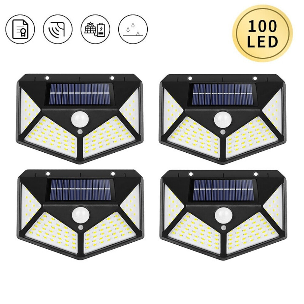Perfet 4Pcs Solar Wall Lights Outdoor Waterproof 100Leds Solar Motion Sensor Lights Outdoor Sunlight Solar Powered Street Wall Lamp For Garden Decoration