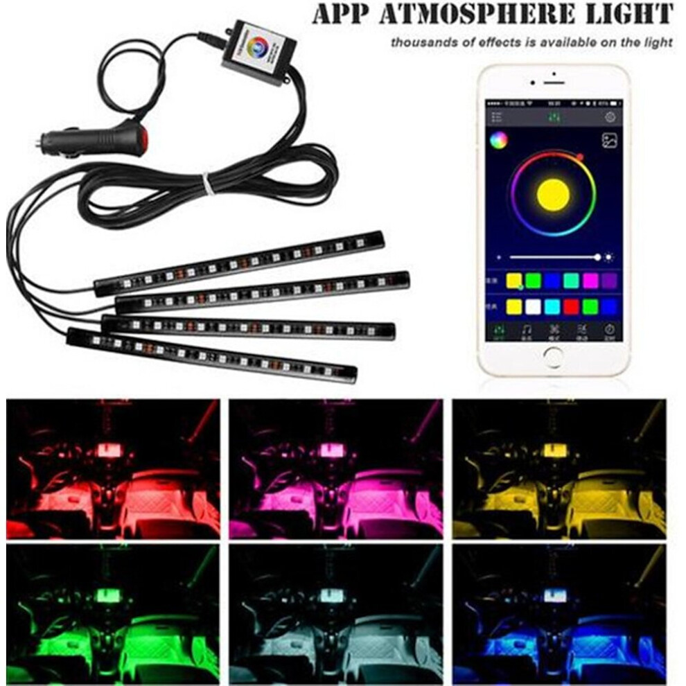 Car Interior Atmosphere Ambient Led Strip S 48 Underdash Decorative Smart App Controlled Music Sync Color Changing Usb Light 9146778040785