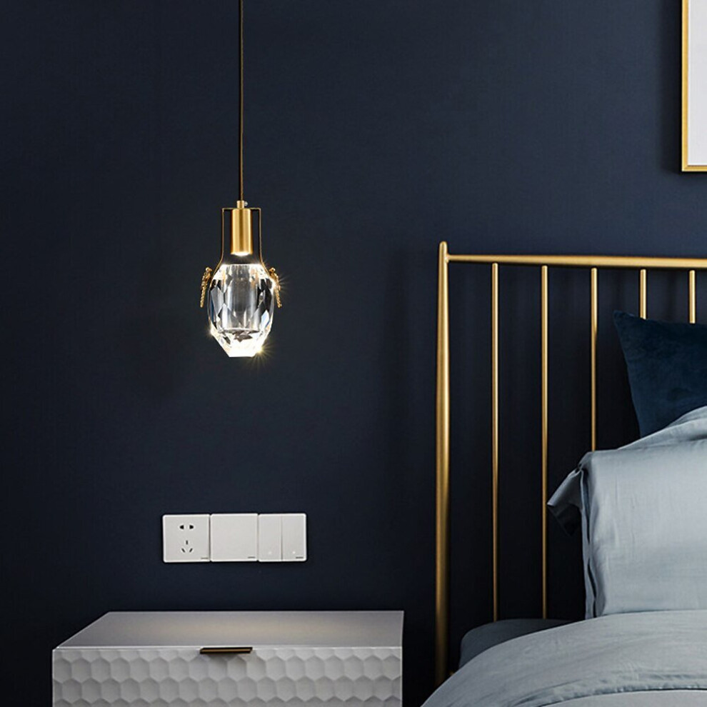 LED Pendant Light Modern Bedside Light Island Light Nordic Gold Crystal 12.5 cm Lantern Desgin Metal Electroplated 110-120V 220-240V-image-OPC-PBT7PGF-NEW