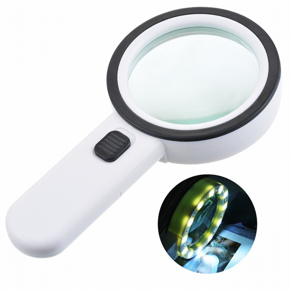 Perfet Handheld 10X Illuminated Magnifier Microscope Magnifying Glass Aid Reading For Seniors Loupe Jewelry Repair Tool With Led