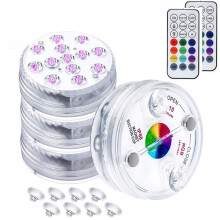 16-Colors Changing Submersible LED Lights with Magnet and Suction Cup 4pcs Pool Pond Fountain Underwater Vase Fishtank Décor