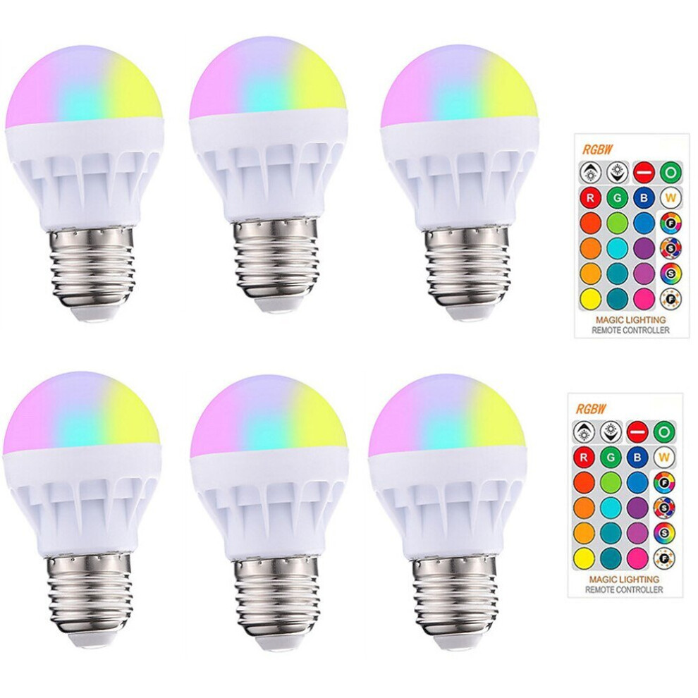 6pcs 4pcs E27 Smart Control Lamp Led RGBW Light Dimmable 3W Colorful Changing Bulb Led Light Bulb RGBW White Home Decor