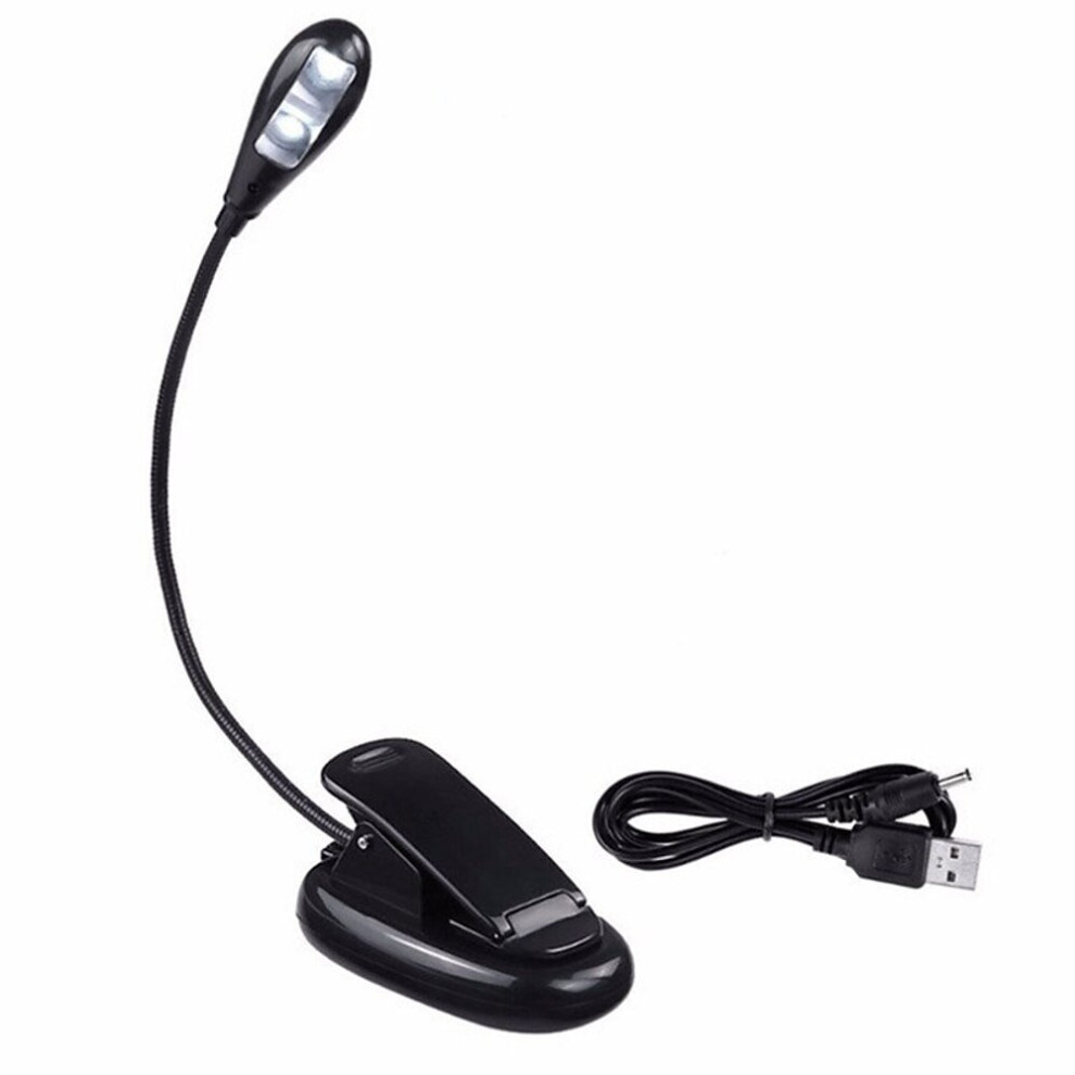 LED Clip On Book Reading Bed Light Lamp Rechargeable Portable Reading 1W Flexible 360 USB AAA Batteries for Computer