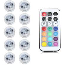 10pcs 1 W Underwater Lights Waterproof Remote Controlled RGB 2 V Swimming pool Suitable for Vases & Aquariums 2 LED Beads